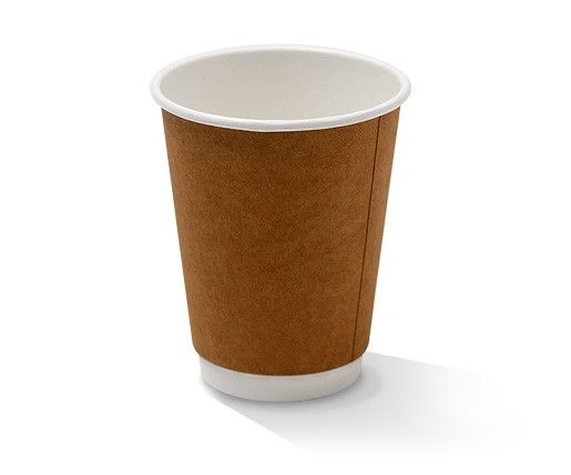 12oz D/W Cup Plain Brown 500/Carton