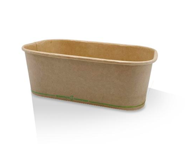 750ml PLA Kraft Rectangular Container 300/Carton