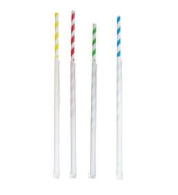 Mixed Colour Individual Wrap Regular Paper Straws 2000/Carton